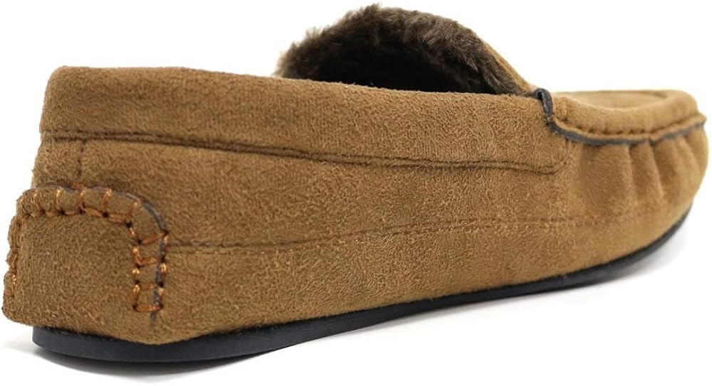 george men's faux fur lined trapper moccasin slipper
