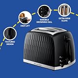 Russell Hobbs Honeycomb 2 Slice Toaster Black 850W Extra Wide Slots 6 Browning view 8