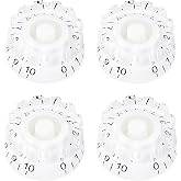 Banworks Guitar Control Knobs Metric 18-Spline Konbs 6mm (15/64") | 2 Volume 2 Tone Control Knobs Knurled Top Hat Knobs for Epiphone Les Paul LP SG Electric Guitars Pack of 4 JT/XN-10 White