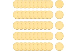 PH PandaHall 50pcs Metal Stamping Blanks 1" Engraved Metal Blanks Golden Stamping Blanks Bulk Flat Round Undrilled Blank Brass Discs for Earring Necklace Brooch Base Setting Jewelry Making, No Hole