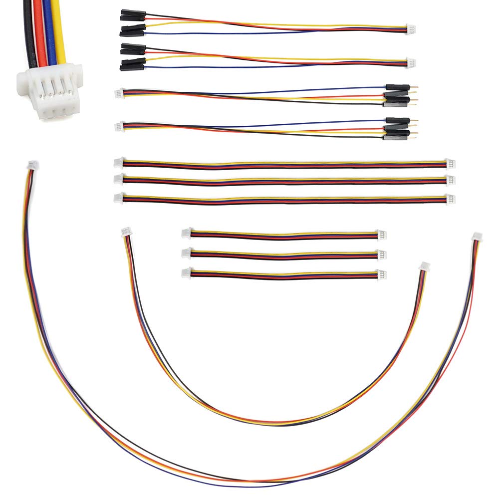 elechawk I2C Qwiic Stemma QT Cable Kit for SparkFun Development Boards, Sensor Board, Cutting Plate, 4-Pin Sh1.0 Connector