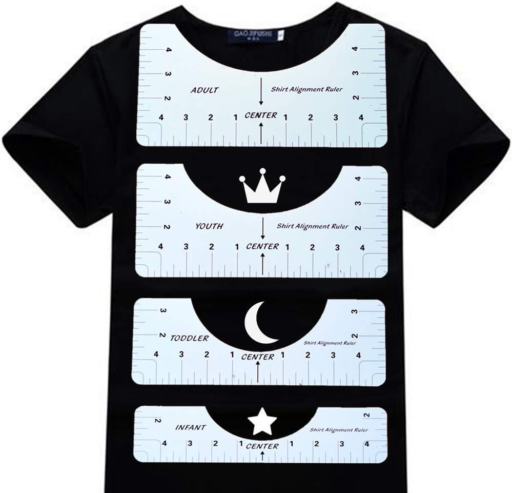 T Shirt Alignment Guide Ruler 4 Rulers Included With Centering Tool For Making Fashion Round Neck Shirt Graphic Design Clothing Design For Adults Youth And Toddler Infant Sewing Storage Arts Crafts Sewing Ekoios Vn