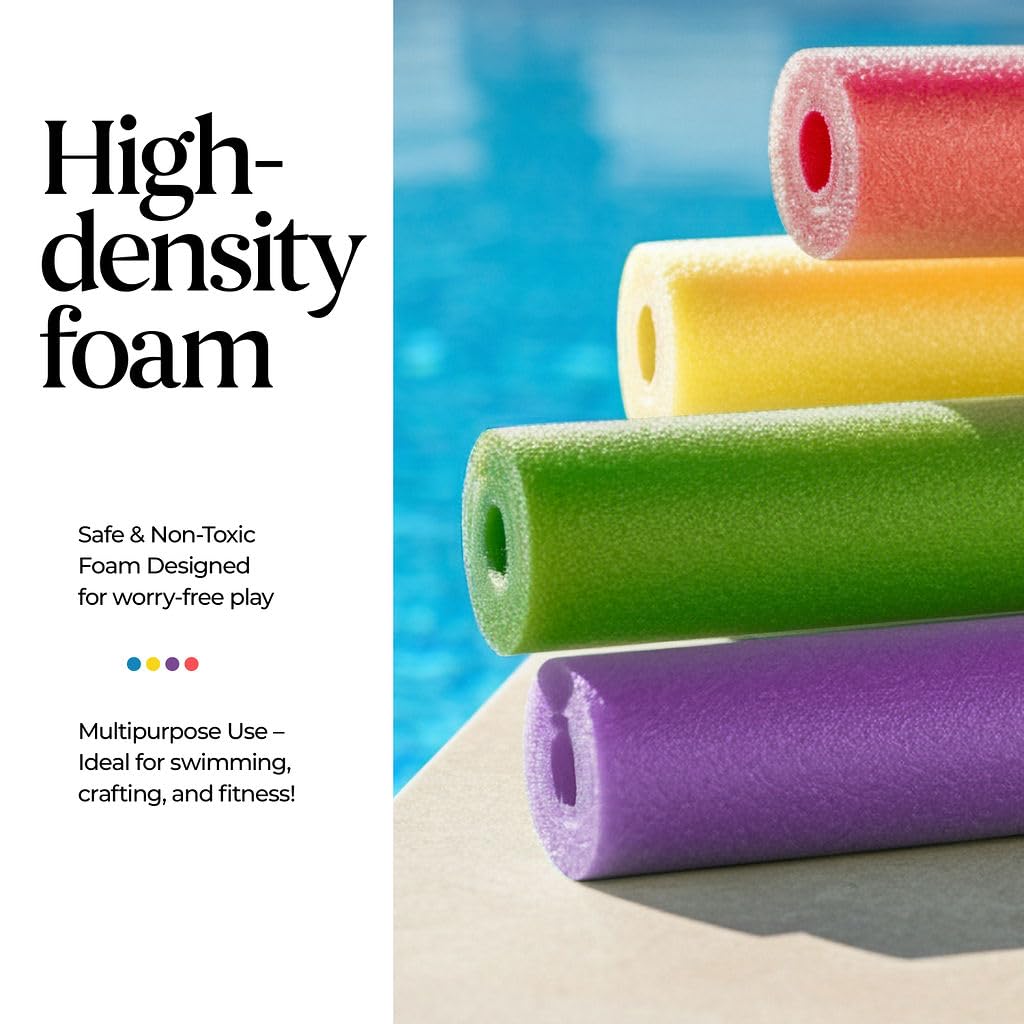 Play22 Pool Noodles Foam - Soft Large Rainbow Foam Noodle Tube, 6 Colors Bulk Swim Noodles, Multi-Purpose, Pool Toy, Floating Training Device, Exercise Aid, Craft Projects