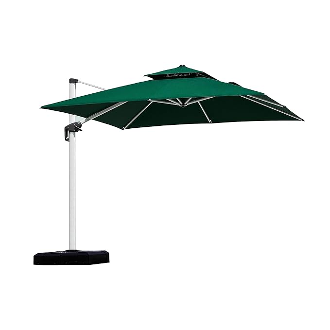 Purple Leaf 10 Feet Double Top Deluxe Square Patio Umbrella Offset Hanging Umbrella Outdoor Market Umbrella Garden Umbrella Green Amazon In Garden Outdoors