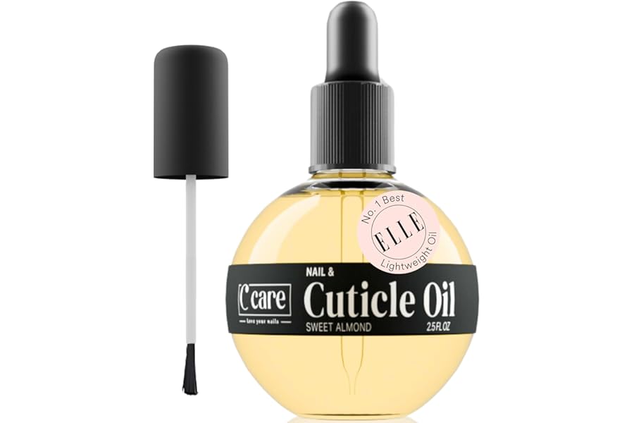 C CARE Sweet Almond Cuticle Oil For Nails – Repairs Cuticles Overnight – Moisturizes and Strengthens Nails and Cuticles – Dropper & Brush included – 2.5oz