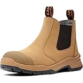 KAM-LITE Work Boots for Men, Slip On Steel Toe Chelsea Safety Boots, Waterproof Slip Resistant Work Shoes, Lightweight Comfortable Breathable Non Slip Safety Toe Shoes
