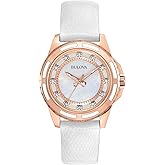 Bulova Ladies' Classic Diamond 3-Hand Quartz Stainless Steel Watch, 12 Diamonds, Mother-of-Pearl Dial