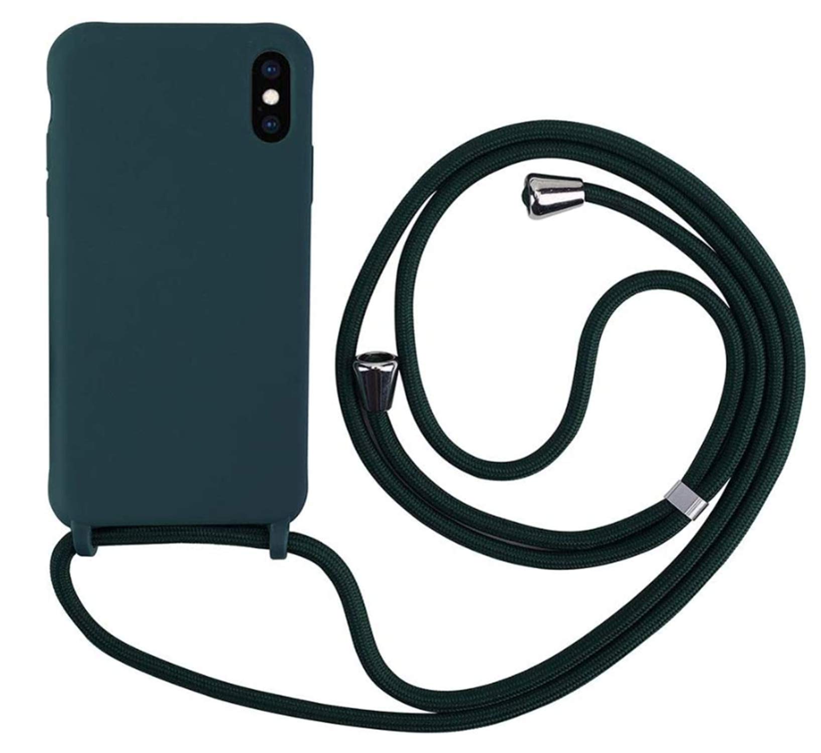MEVIS Case Compatible with iPhone X/XS Max, Necklace for Cell Phone Collars Slim Shockproof Adjustable Lanyard Case Dark Green