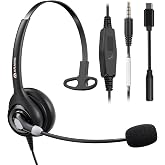 Arama 3.5mm Headset for Noise-Canceling Mic USB-C for PC/iPhone/iPad/Tablet | Cell Phone Headset with microphone Inline call button for work from home, call center, works with Microsoft Teams, Zoom-Black