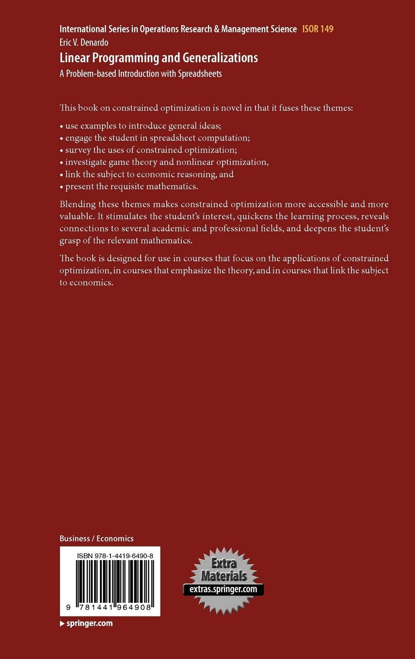 Linear Programming And Generalizations A Problem Based - 