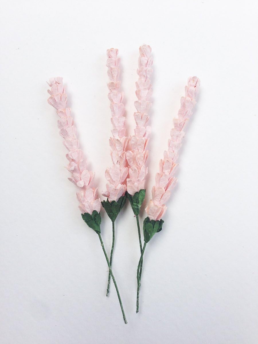 Mulberry Paper Flowers 10 Mini Pink - Wild Flowers Made of Mulberry Paper with Wire Stems - Great for Card Making, Wedding Favour & Boutonniere