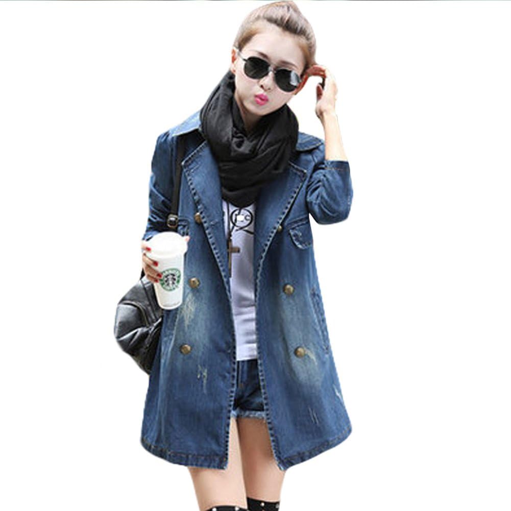 full length denim coat