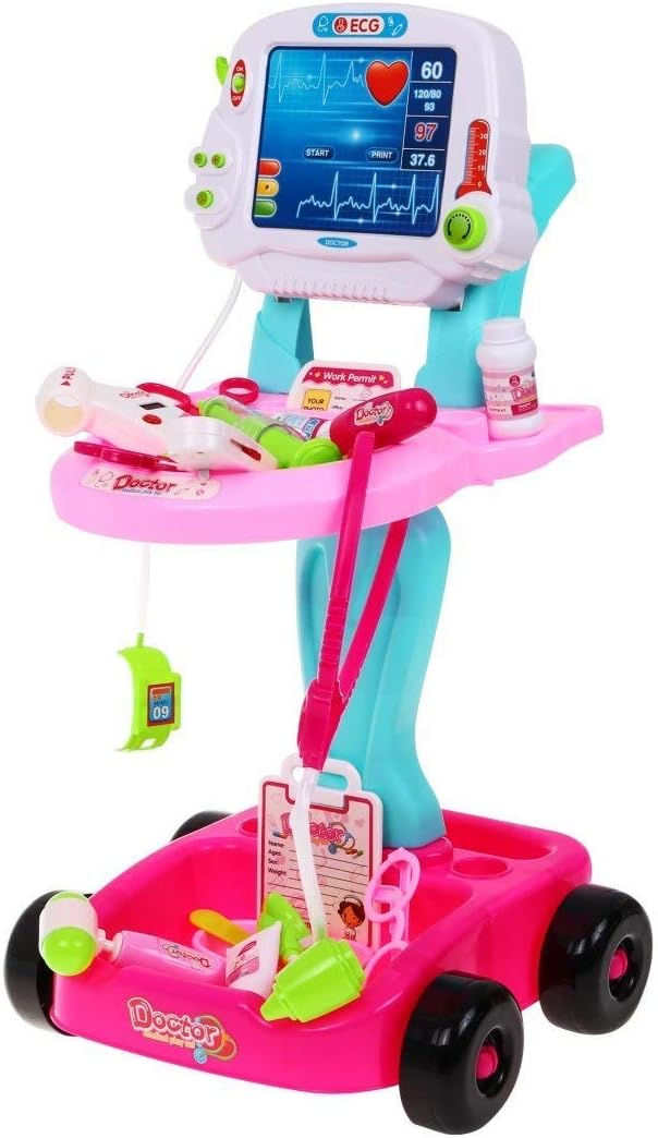 Arzt Spielset Fur Kinder Doktor Trolley Arztwagen Mit Mediznisches Werkzeuge Und Zubehor Bsd Doktorspielset 17 Teilig Medizinische Spielzeug Set Arztkofferchen