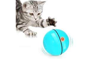 WWVVPET Interactive Cat Toys Ball with LED Light, 360 Degree Self Auto Rotating Intelligent Ball, Smart USB Rechargeable Spinning Cat Ball Toy, Stimulate Hunting Instinct Kitten Funny Chaser Roller Pet Toy