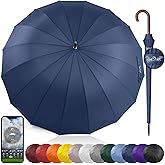 Royal Walk Windproof Large Umbrella for Rain 54 Inch Automatic Open for 2 Persons Wind Resistant Big Golf Umbrellas for Adult Men Women Classic Wooden Handle Fast Drying Strong 16 Ribs Travel 120cm