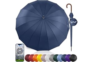 Royal Walk Windproof Large Umbrella for Rain 54 Inch Automatic Open for 2 Persons Wind Resistant Big Golf Umbrellas for Adult Men Women Classic Wooden Handle Fast Drying Strong 16 Ribs Travel 120cm
