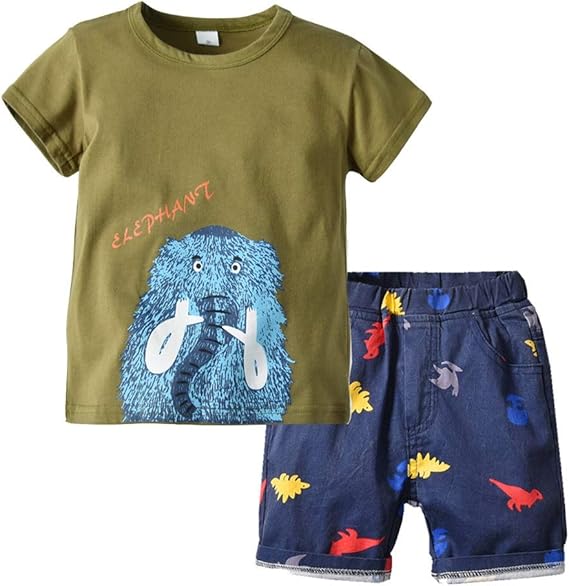 Amazon Co Jp Mexiaoyou 子供tシャツ ハーフパンツ 半袖 男の子 象 恐竜 夏服 丸首 純色 上下セット 運動会 かっこいい 可愛い 服 ファッション小物