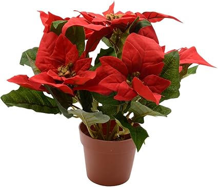 Silk Red Poinsettia In Plant Pot Amazon Co Uk Home Kitchen