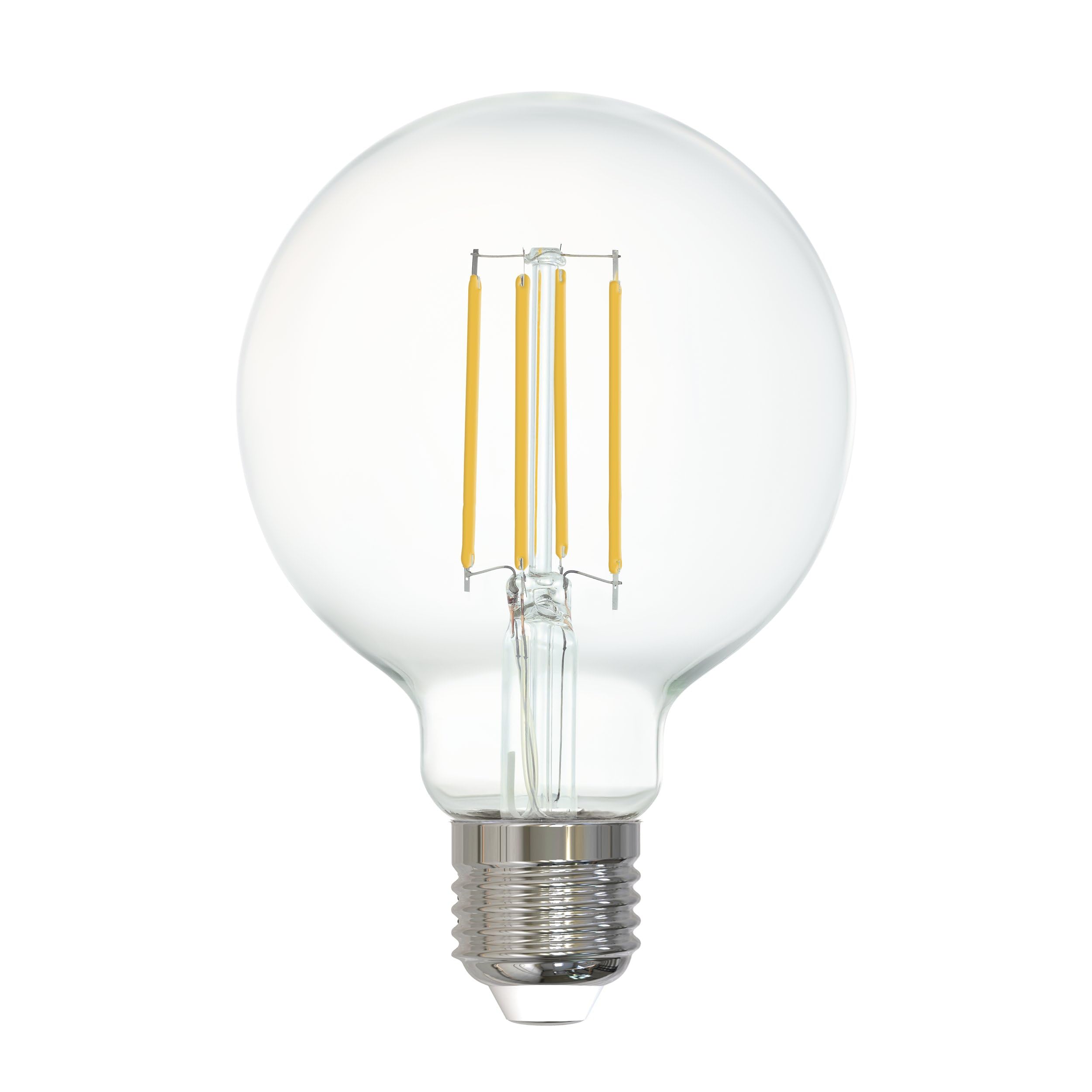 Eglo Connect.z Smart Home E27 LED Filament Light Bulb, G80, ZigBee, app and Voice Control, dimmable, Warm White, 806 Lumen, 6 watt, Vintage Lightbulb Transparent