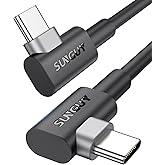 SUNGUY USB C to USB C Right Angle Cable 1FT Short, 2Pcs 60W Fast Charging 90 Degree USBC to USBC Cable Compatible with iPhone 17 16 15 Pro Max, MacBook Pro, iPad Pro, Galaxy S25/S24
