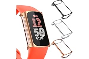 NANW 3-Pack Screen Protector & Case for Fitbit Charge 6/5 - TPU Rugged Bumper Shell Accessories