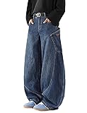 Nutriangee Men's Baggy Barrel Wide Leg Jeans for