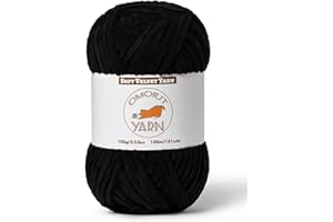 OMOIUT Fluffy Velvet Yarn for Crocheting, Chunky Chenille Baby Blanket Yarn for Crocheting, Soft Fuzzy Puzzle Yarn for Knitting, 100g/3.53oz Bulky Thick Amigurumi Crochet Yarn（Black）