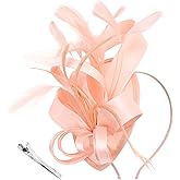 DRESHOW Fascinators Royal Banquet Ribbons Feathers Headwear Cocktail Tea Party Wedding Church Bridal Derby Hat for Women