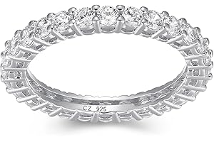 Amazon Essentials Eternity Band Cubic Zirconia Demi Fine Stacking Ring in Sterling Silver