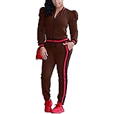 Akmipoem Women's 2 Pieces Outfits Long Sleeve Zipper Jacket and Pants Set Tracksuits