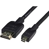 Amazon Basics Micro HDMI to HDMI Cable, 18Gbps High-Speed, 4K@60Hz, 2160p, 48-Bit Color, Ethernet Ready, 6 Foot, Black