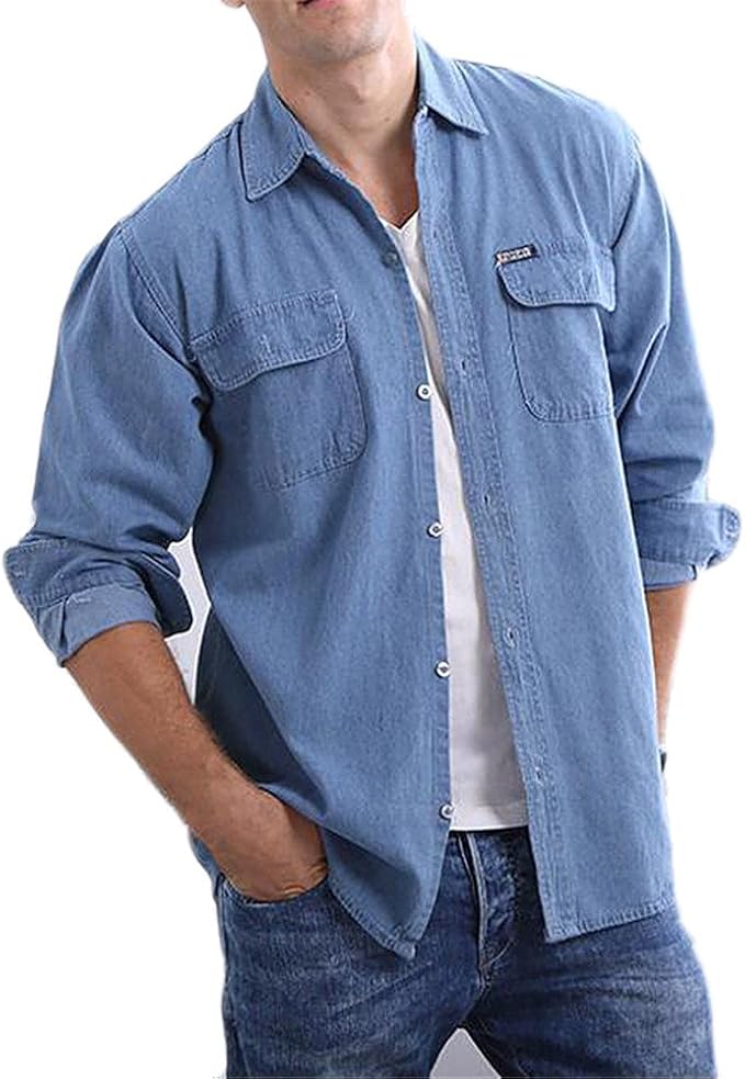 Amazon Aigo デニムシャツ メンズ ヴィンテージ加工 長袖 デニム シャツ ウエスタンシャツ カジュアル トップス ウィンター 着回し 秋 冬 メンズ Xl Type1 並行輸入品 シャツ 通販