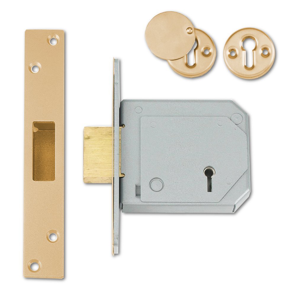 Union Locks 3G114E 5-Lever Mortice Deadlock C-Series 80mm Case - Brass