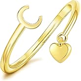 MYYOII Gold Initial Ring for Women Dainty Initial Heart Non Tarnish Gold Rings 14K Gold Plated Alphabet Letter Rings Open Statement Ring Adjustable Thumb Pinky Ring for Women
