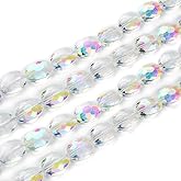 150pcs Czech 16mm Large Faceted Flat Oval Crystal Glass Loose Beads Spacer Bulk Crystal AB for DIY Jewelry Craft Making CCO-2