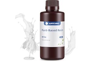 ANYCUBIC 3D Printer Resin with Low Odor and Safety, 405nm UV Plant-Based Rapid Resin with High Precision and Quick Curing for LCD 3D Printing (White, 500g)
