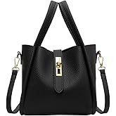 Bucket Bags for Women - Faux Leather Crossbody Bucket Purse Small Handbag Vintage Shoulder Bag with Small Purse