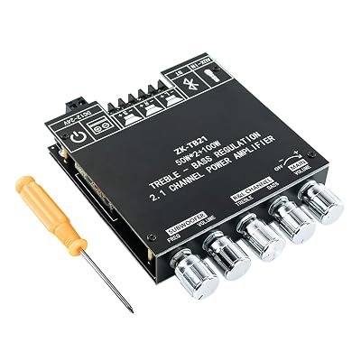 ZK-TB21 Bluetooth 5.0 50W+50W+100W 2.1 Channel Subwoofer Amplifier Board TPA3116D2 HiFi Treble and Bass Control Stereo Digital Audio Amp Board for Home Theater DIY Speakers
