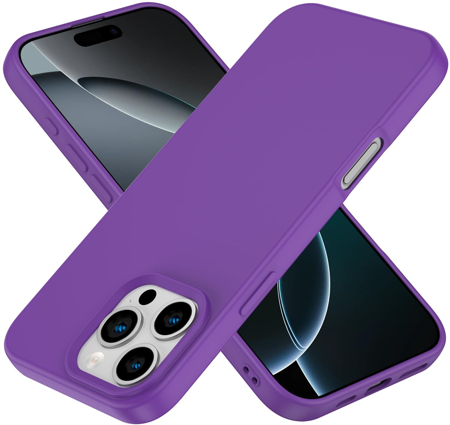 Amytor Designed for iPhone 16 Pro Case, Silicone Ultra Slim Shockproof Phone Case with Soft Anti-Scratch Microfiber Lining, [Enhanced Camera Protection] Phone Case for 16 Pro, (Dark Purple)