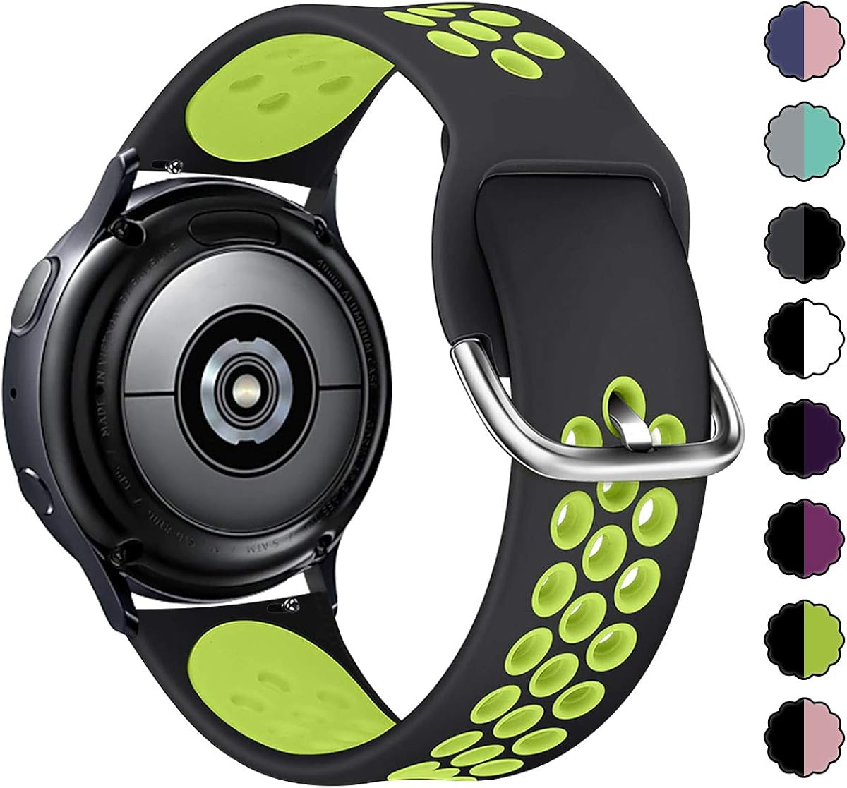 Amazon Com Ezco Sport Bands Compatible With Samsung Galaxy Watch Active 2 40mm 44mm Active Galaxy Watch 3 41mm 20mm Soft Silicone Breathable Watch Strap Replacement Wristband Accessories Women Man Clothing