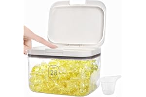 Tlence 94 OZ/2.8L Laundry Pods Container, One-Press Lid Laundry Powder Holder Dispenser, Clear PET Detergent Sheet Organizer with Measuring Cup for Booster Beads, Dryer Balls, Flour, Pet Food