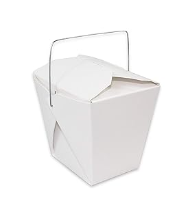 Royal 7 8oz Chinese Take Out Food Boxes with Metal Wire Handle White (100)