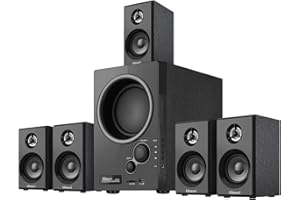 Elimavi 5.1 Surround Sound System with 5.5'' Subwoofer Stereo System for Home with 2.5'' Midrange Home Theater Speakers, Home Speaker System with 3.5-RCA/USB/Wireless/AUX Audio Inputs