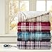 Beautyrest Reversible Faux Sherpa to Fleece Electric Wrap Poncho Blanket Shawl Wearable, Auto Shut Off, Virtually Zero EMF, Multi Heat Setting, UL Certified, Machine Washable, Red Plaid 50