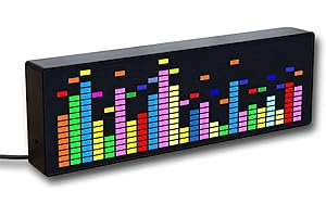 Music Spectrum Clock, 384 RGB LED Digital Music Audio Spectrum Analyzer Display VU Meter, Rhythm Level Indicator Sound Spectr