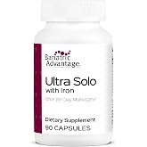 Bariatric Advantage Ultra Solo with Iron, 90 Capsules | Once-Per-Day Daily Multivitamin, for Bariatric Patients, with Thiamin, Vitamin A and More, Gluten-Free, Capsule Format