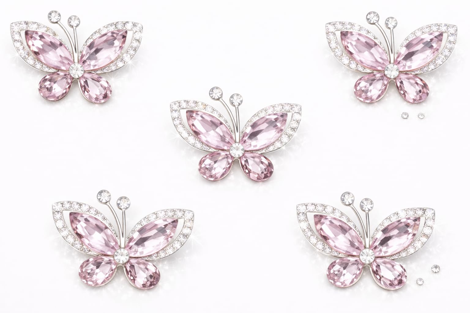 Syntego 5pcs Crystal Butterfly Flat Back Rhinestone Embellishments – Grade A Diamante Craft Decorations | Sparkly Butterfly Gems for Wedding, DIY Crafts, Cards, Scrapbooks, and Home Décor — image 1