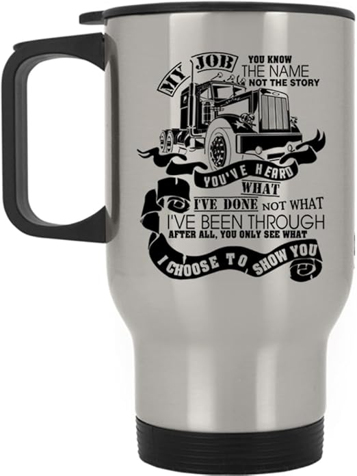 Amazon Com Funny Gift For Trucker Travel Mug Best Trucker Ever Mug Travel Mug Silver Kitchen Dining