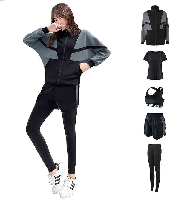 Amazon Armoto スポーツウェア レディース ヨガウェア トレーニングウェア ランニングウェア 上下 4点 5点セット フィットネス ジャージ ジャージ上下セット 通販