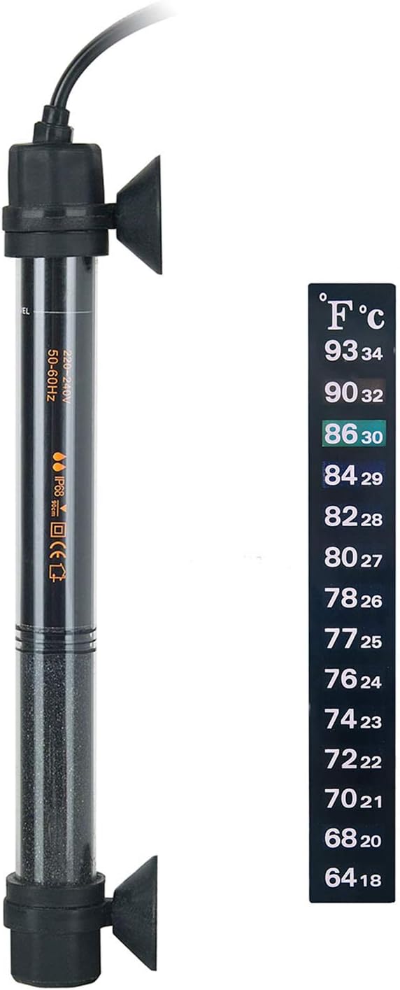 HITOP 25W 50W Mini Aquarium Submersible Thermostat Preset Heater, Betta Fish Heater with Constant Temperature，No Manual Adjustment is Needed (50W)